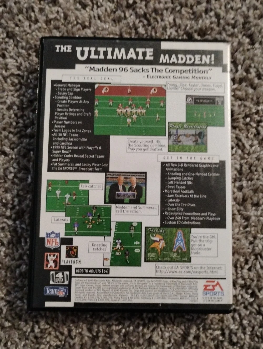 Madden NFL 96 - Sega Genesis - Complete in Box (CIB) w/ Manual & Case